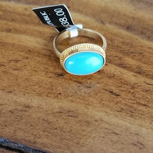NWT Banana Republic sim turquoise & satin finish gold ring
